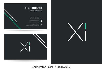 X & I joint stroke logo design with business card template