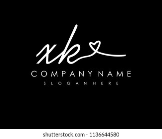 X K Initial handwriting logo vector