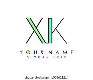 X & K initial minimalist logo template vector