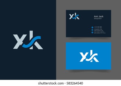 X & K Letter logo design vector element with Business card