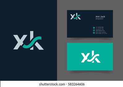 X & K Letter logo design vector element with Business card