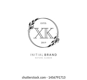 X K XK Beauty vector initial logo, handwriting logo of initial signature, wedding, fashion, jewerly, boutique, floral and botanical with creative template for any company or business.