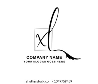 X L Initial Handwriting Logo Template