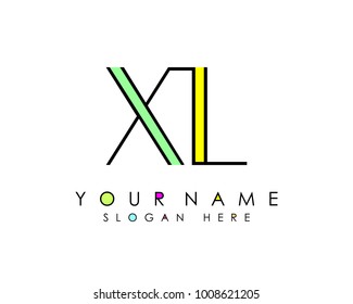 X & L initial minimalist logo template vector