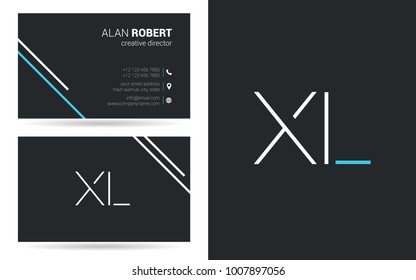 X & L joint stroke logo design with business card template