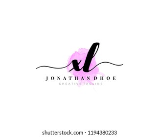 X L XL Initial watercolor logo on white background. Logo template vector