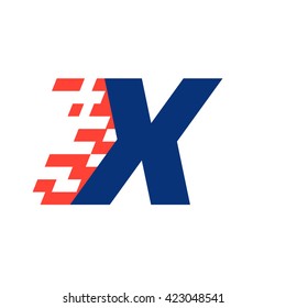 X letter with abstract checkered flag. Vector design template elements for your race sportswear, app icon, corporate identity, labels or posters.