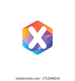 x letter abstract hexagon gradient logo 