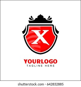 X letter. Abstract symbol of shield. Shield icon. Security company logo. Abstract symbol of security. 