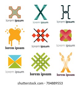 X Letter Abstract Vector Logo Design Template. Creative Typographic Concept Icon Set