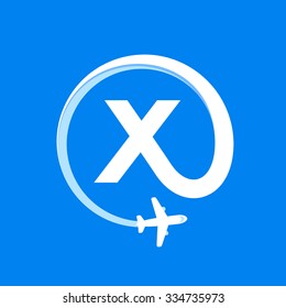 X letter with airline and plane. Vector design template elements for your application or corporate identity.