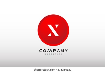 X letter alphabet dot circle red simple flat technology modern creative vector logo icon sign design template 
