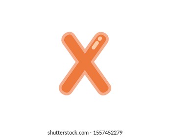 X letter alphabet orange candy jelly glossy vector isolated on white background 