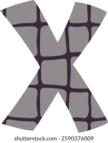 X Letter Alphabet With Rhino Skin Pattern Vector Illustration