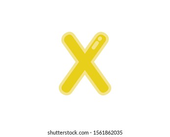 X letter alphabet yellow gold amber candy jelly glossy vector isolated on white background 