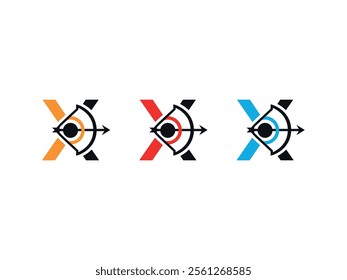 X Letter Archery Bow Logo Icon – Target Point Design, X Initials Typography, Sports Branding, Alphabet Logo Vector, Hunting, Outdoor, Gaming, Aim Symbol, Minimalist Lettermark, Precision, Esports