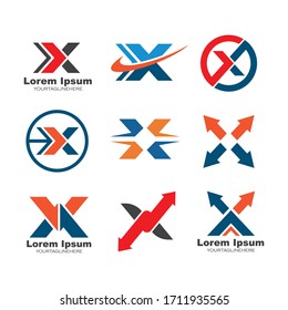 x-Buchstaben-Pfeil-Symbol-Logo-Vektorillustration-Design