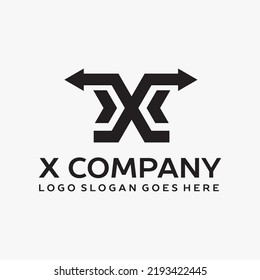 X Letter arrow logo vector image