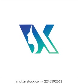 X Letra Beauty Face X inicial reina de belleza de lujo cara cara cara vectorial de diseño de logo, consistente en letra X con cara de señora en espacio negativo, logo inicial x con mujer, Monograma femenino letra