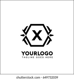 X Letter Black Spider on White Background. Logotype. Your text. Vector illustration.