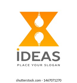 X Letter with bulb lamp vector logo template. This graphic suitable for idea. 