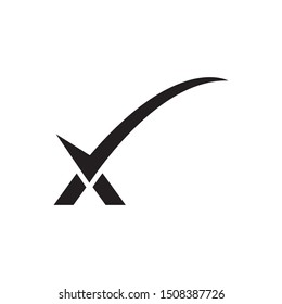 X letter with check mark logo design