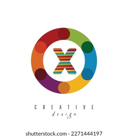 X letter Circle logo design with circle with colorful logo