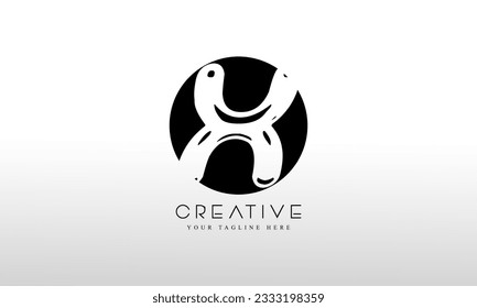 X Letter circle shape Logo Design Vector