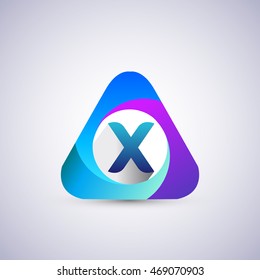 X letter colorful logo in the triangle shape, font icon, Vector design template elements for your application or company identity.