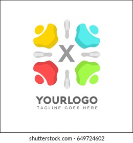 X letter colorful people vector logo template. Creative Brand Identity Design. You can use in the dance, yoga ,sport and other organization concept of pattern.