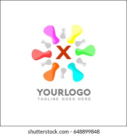 X Letter Creative logo design. Abstract vector logo. Colorful Pixel logo. Dots Brand Identity