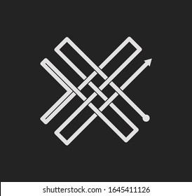 X Letter With Crossing Woven Pattern