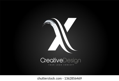 X Letter Design Brush Paint Stroke. Letter Logo with Black Background