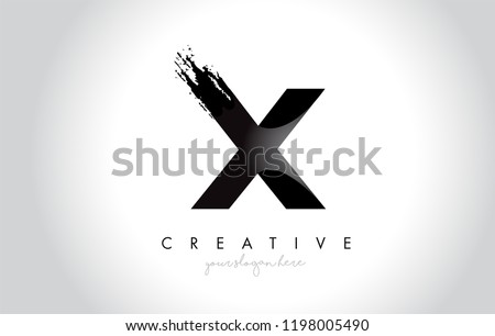 X Letter Design with Brush Stroke and Modern 3D Look Vector Illustration.
