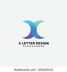 x letter design logo gradient colorful initial