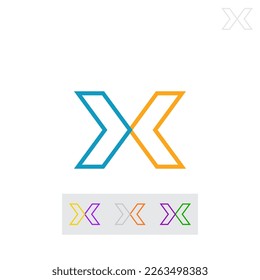 X Letter design negative space style logo design concept. Abstract sign built from upright shapes. Cool lettering symbol for agency and company logos in flat color