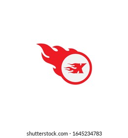X Letter Design vector with fire.