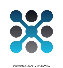 X letter dots technology logo