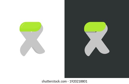 X letter ecology logo. Vector font for bio posters, spa emblem, vegan, herbal and botanical cards etc.