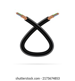 X letter electric cable design. Vector realistic font for logo, app logo, creative template etc.