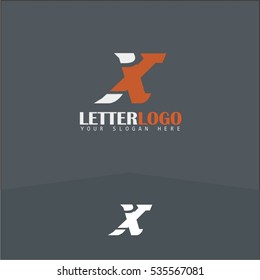 X letter fast speed logo. White and orange automotive logo template. Vector design template elements for your application or corporate identity.