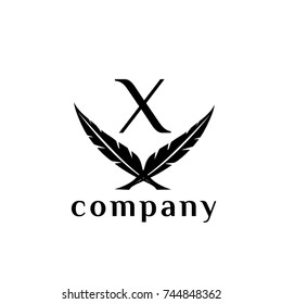X letter feather vector logo design template