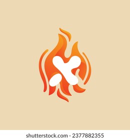 X Letter Fire Logo, Burn, Red, orange, X Logo vector design template elements for your application or company.