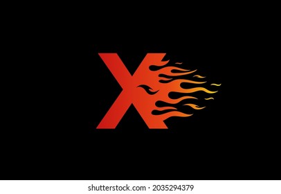 X letter fire logo design in a beautiful red and yellow gradient. Flame icon lettering concept vector illustration.