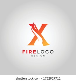 plantilla de logotipo de incendio de carta X