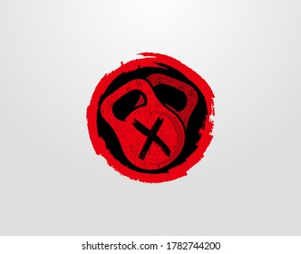 X Letter Fitness logo design template. Retro Kettlebell in Circle Grunge Element.