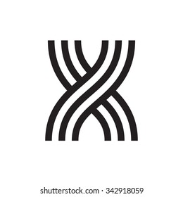 X letter formed by parallel lines. Vector design template elements for your application or corporate identity.