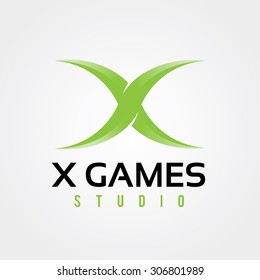 X letter Games Logo Template