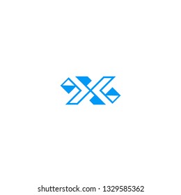 
X letter geometric line initial logo digital technology vector icon