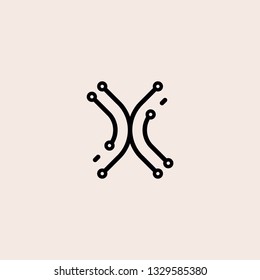 
X letter geometric line initial logo digital technology vector icon
